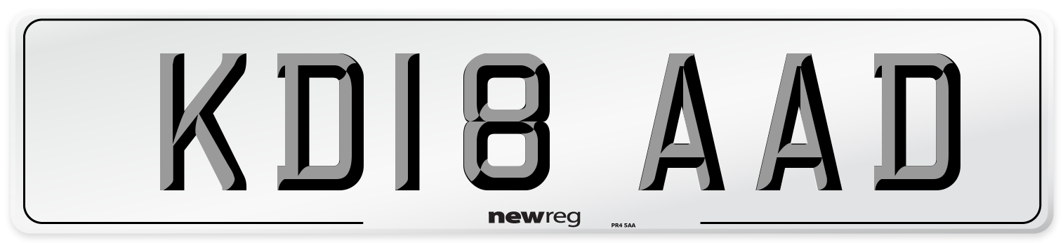 KD18 AAD Number Plate from New Reg